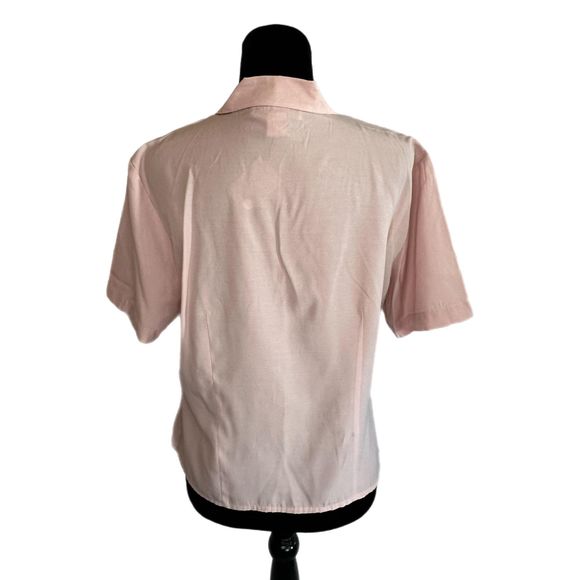 Dress Barn Pink Short Sleeve Button-Up Blouse, Large, Pre-owned - Picture 2 of 6